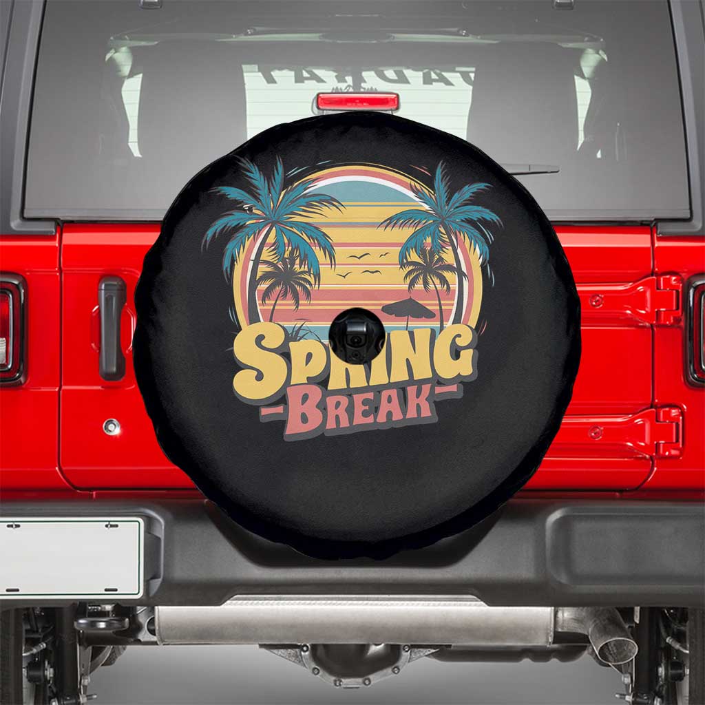 Funny Spring Break Spare Tire Cover Spring Vacation Beach Palm Tree