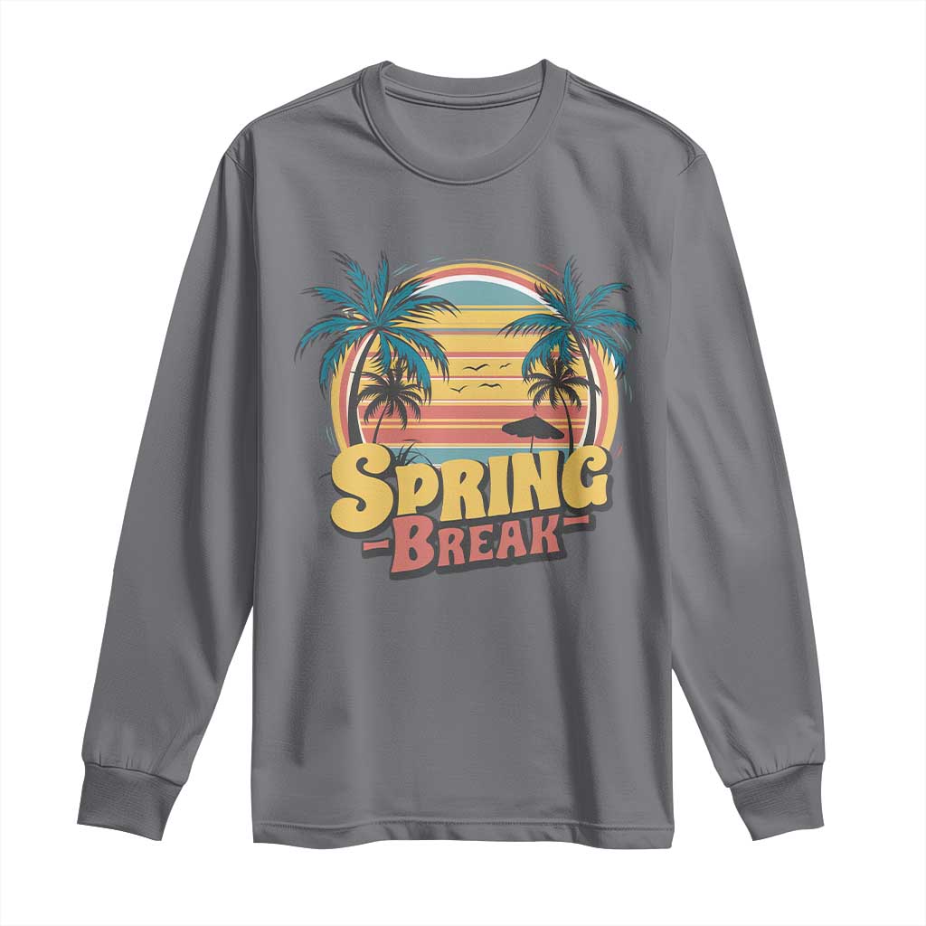 Funny Spring Break Long Sleeve Shirt Spring Vacation Beach Palm Tree
