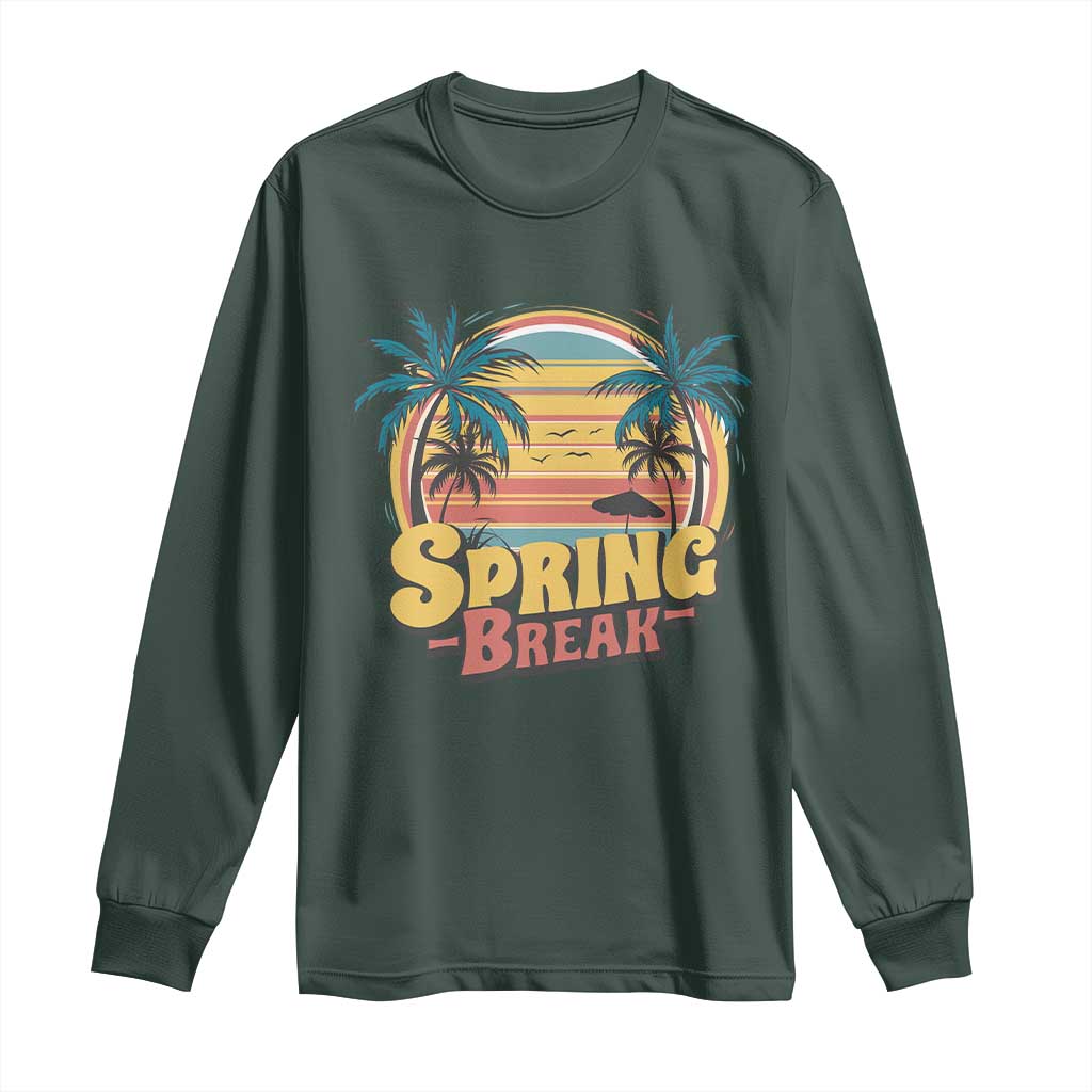 Funny Spring Break Long Sleeve Shirt Spring Vacation Beach Palm Tree