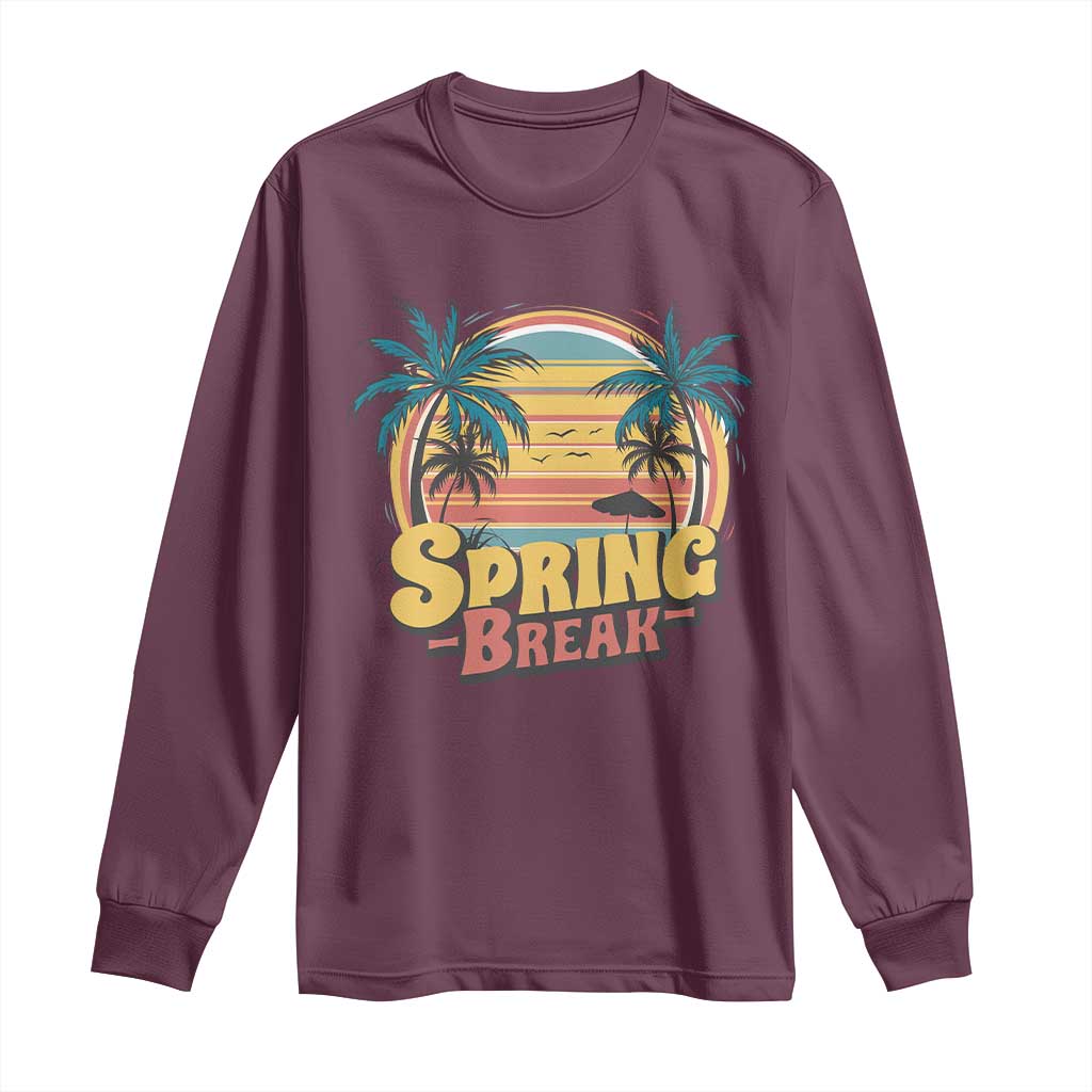 Funny Spring Break Long Sleeve Shirt Spring Vacation Beach Palm Tree