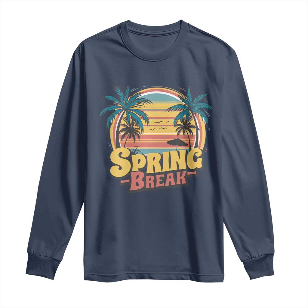 Funny Spring Break Long Sleeve Shirt Spring Vacation Beach Palm Tree