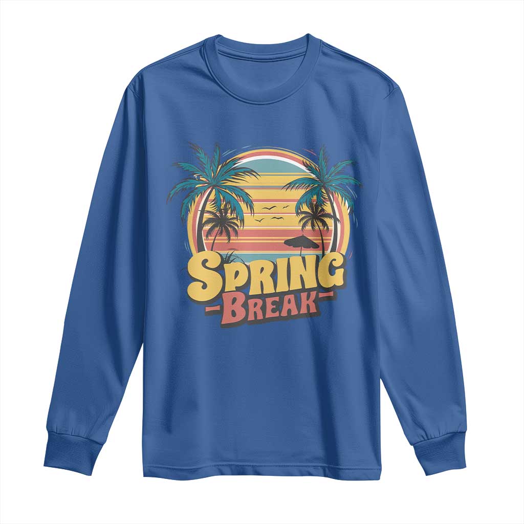 Funny Spring Break Long Sleeve Shirt Spring Vacation Beach Palm Tree