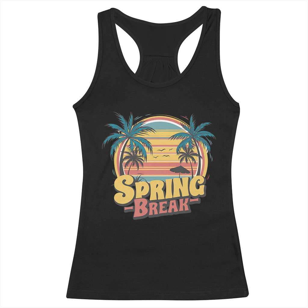 Funny Spring Break Racerback Tank Top Spring Vacation Beach Palm Tree