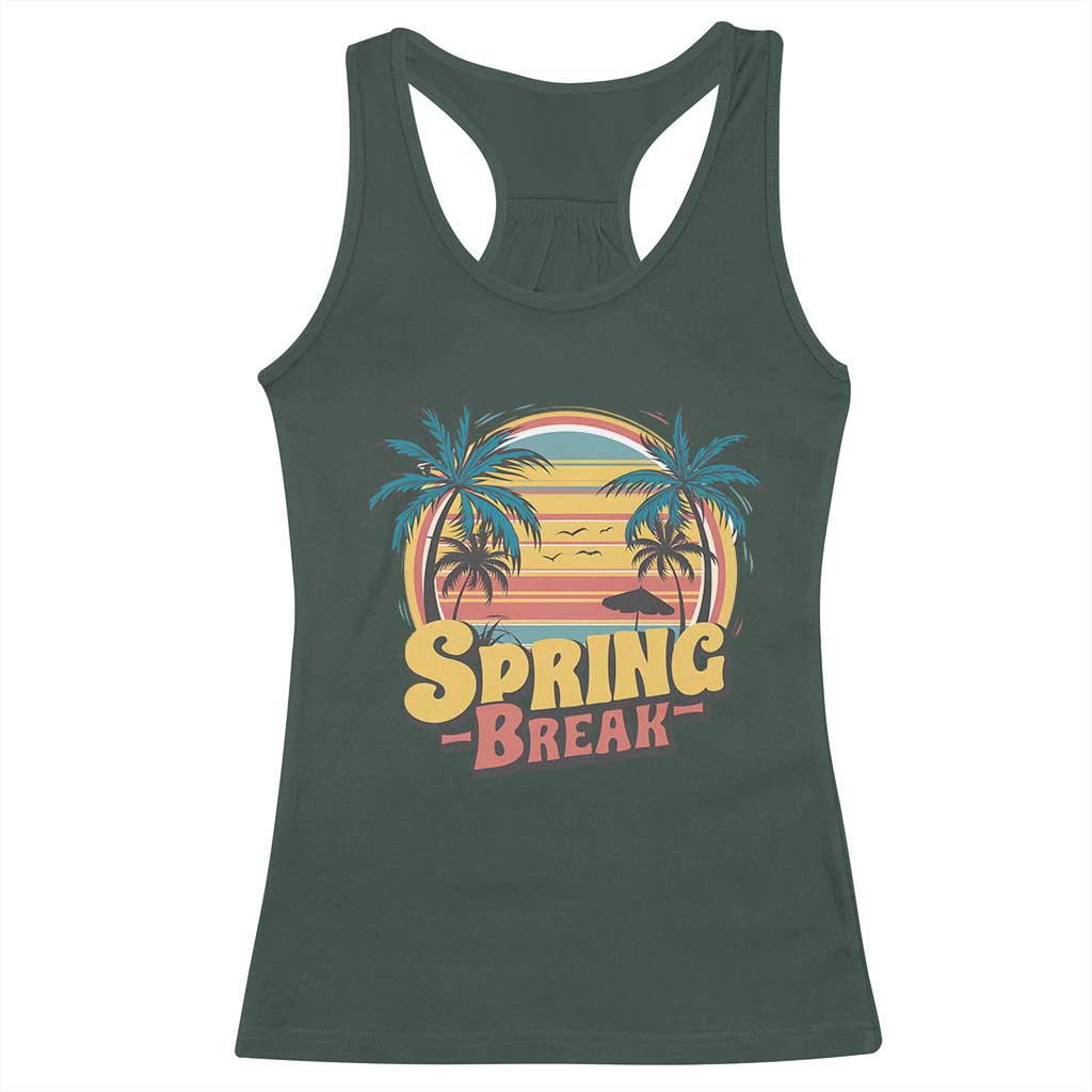 Funny Spring Break Racerback Tank Top Spring Vacation Beach Palm Tree