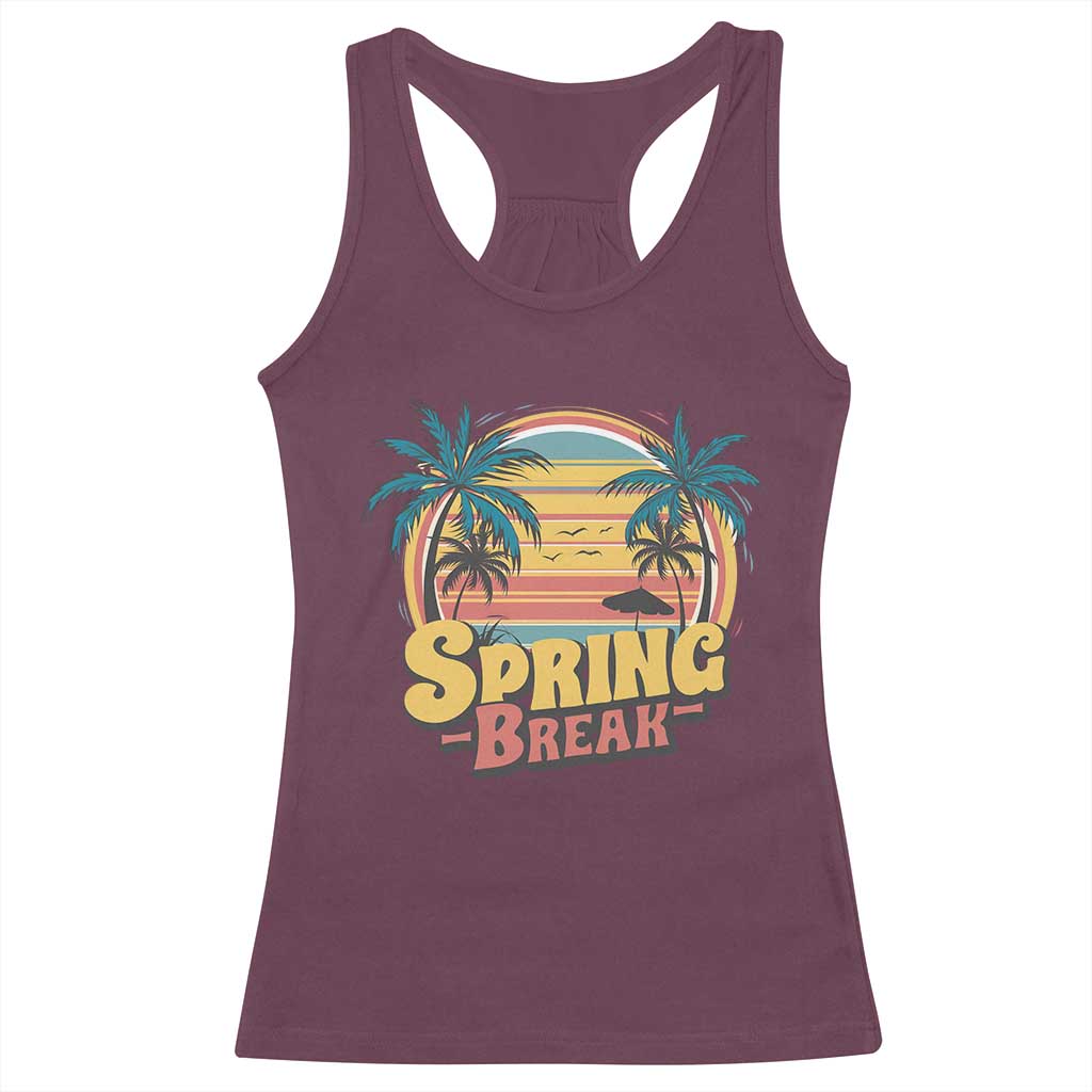 Funny Spring Break Racerback Tank Top Spring Vacation Beach Palm Tree