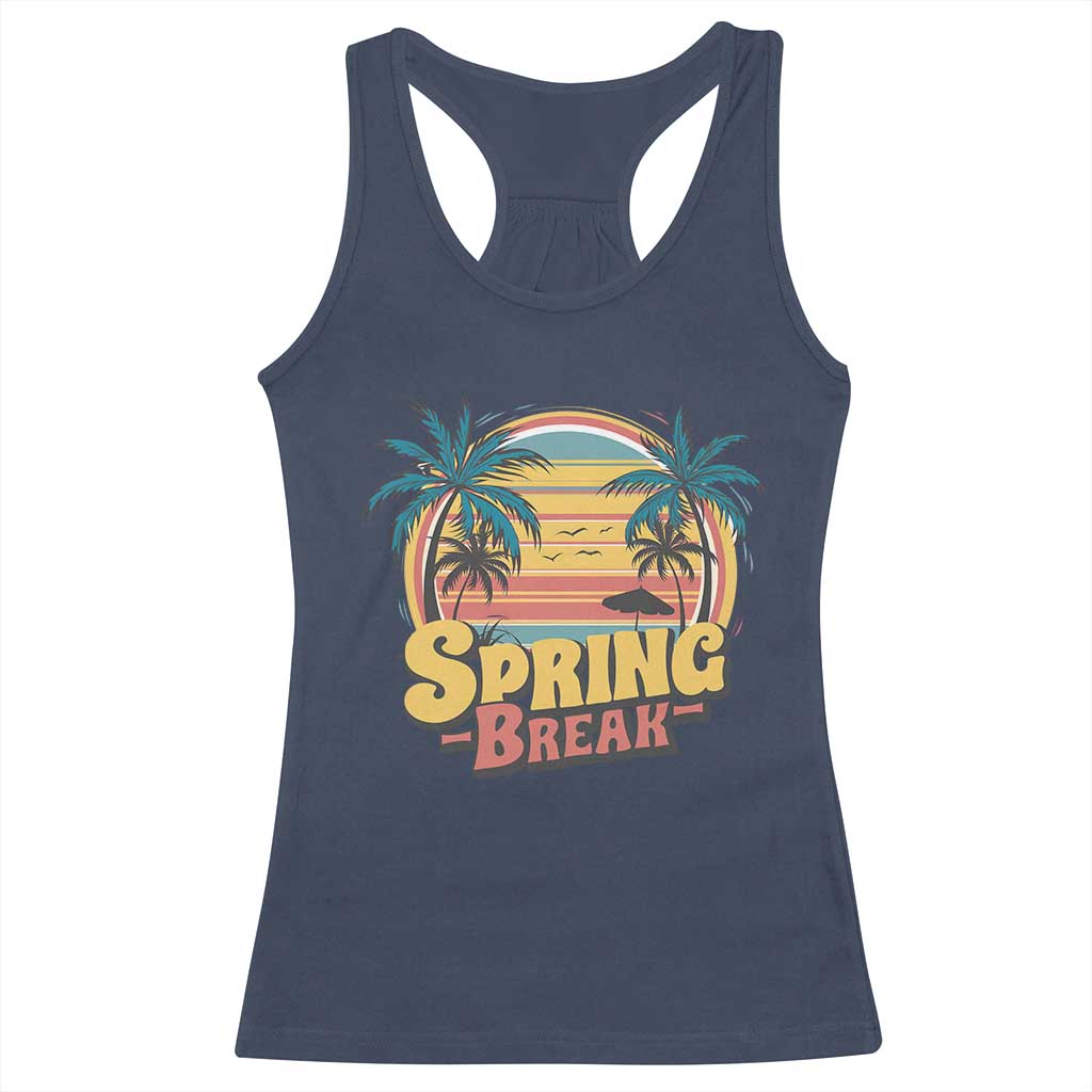 Funny Spring Break Racerback Tank Top Spring Vacation Beach Palm Tree