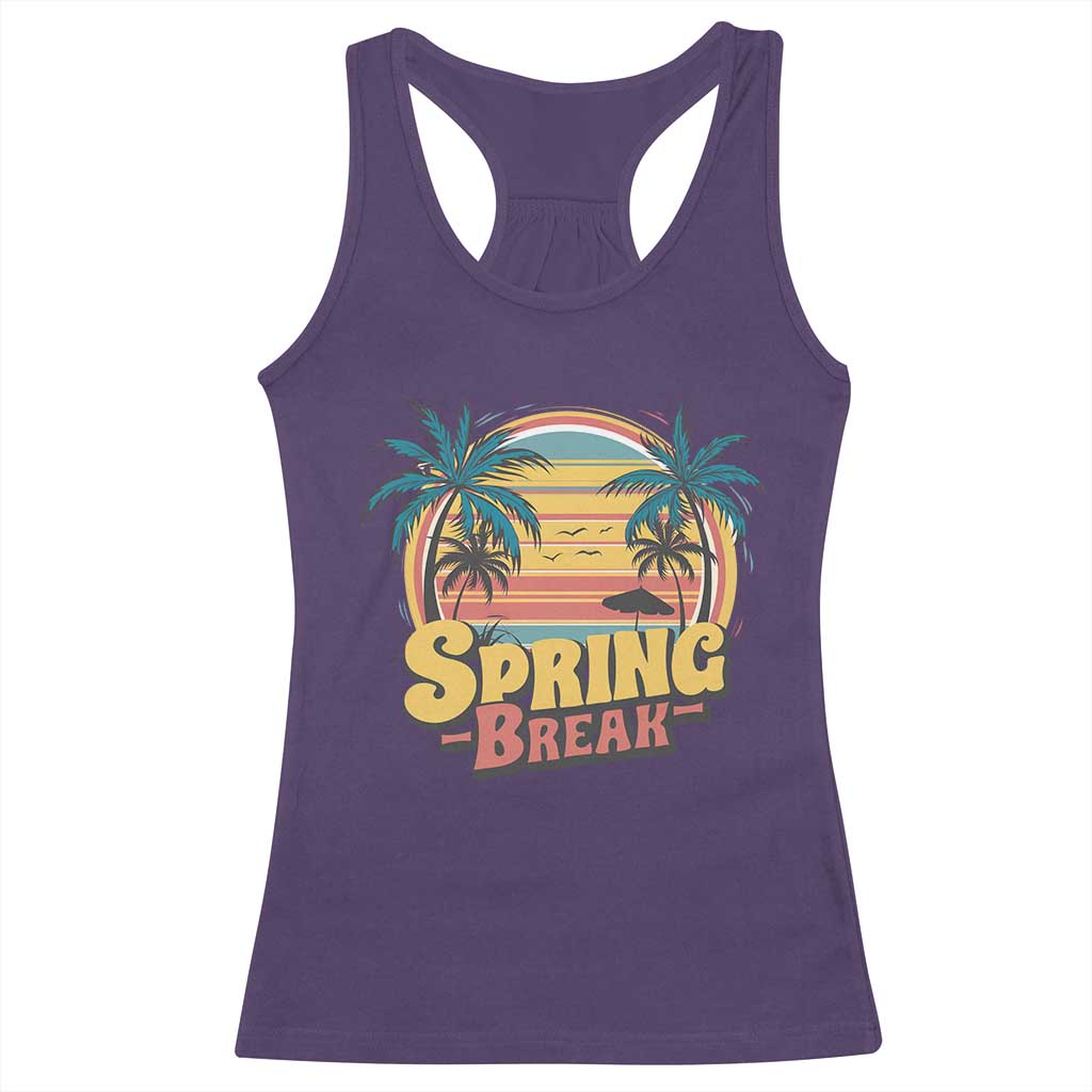 Funny Spring Break Racerback Tank Top Spring Vacation Beach Palm Tree