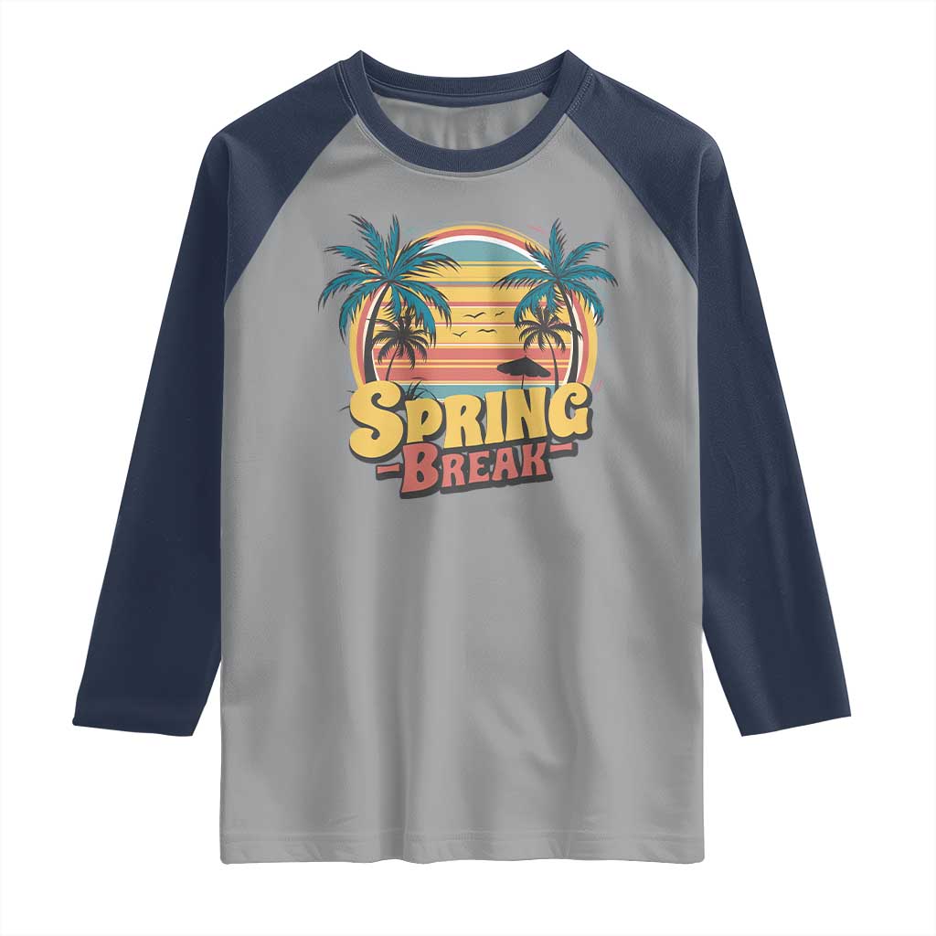 Funny Spring Break Raglan Shirt Spring Vacation Beach Palm Tree