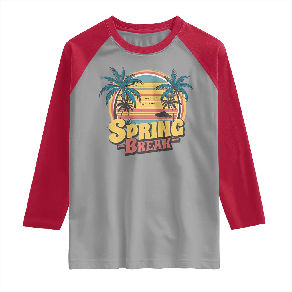 Funny Spring Break Raglan Shirt Spring Vacation Beach Palm Tree