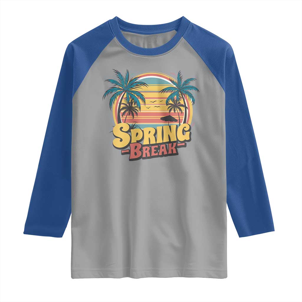 Funny Spring Break Raglan Shirt Spring Vacation Beach Palm Tree