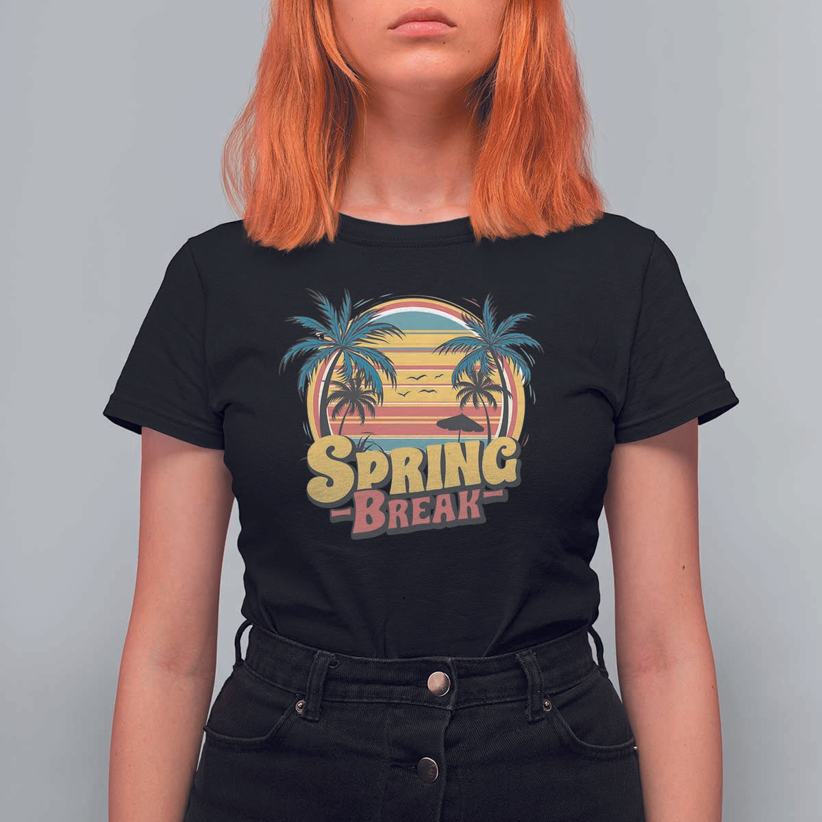 Funny Spring Break T Shirt For Women Spring Vacation Beach Palm Tree