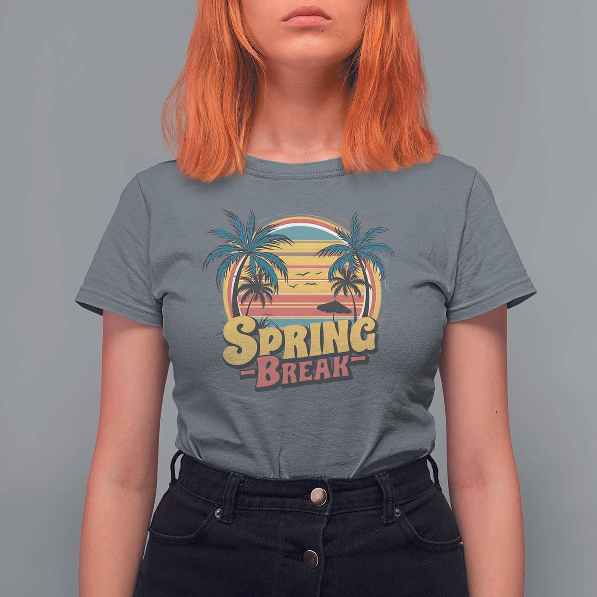 Funny Spring Break T Shirt For Women Spring Vacation Beach Palm Tree