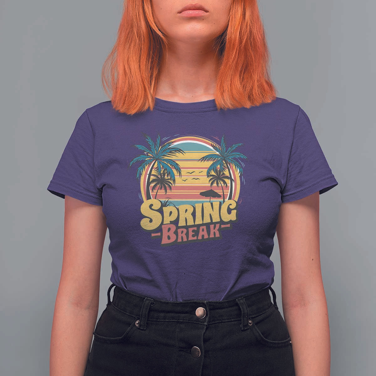 Funny Spring Break T Shirt For Women Spring Vacation Beach Palm Tree