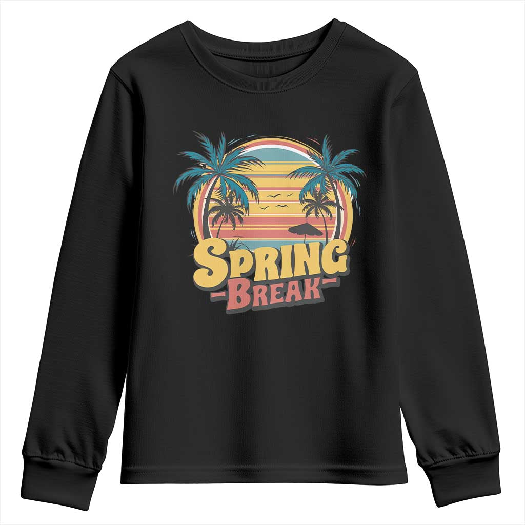 Funny Spring Break Youth Sweatshirt Spring Vacation Beach Palm Tree