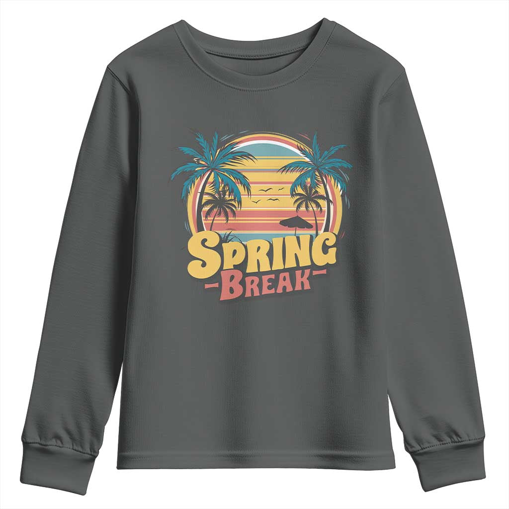 Funny Spring Break Youth Sweatshirt Spring Vacation Beach Palm Tree