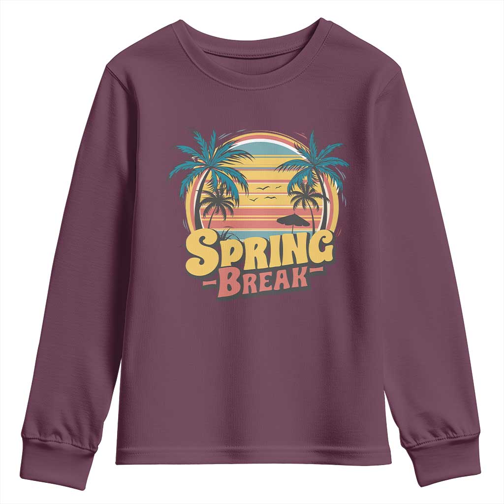Funny Spring Break Youth Sweatshirt Spring Vacation Beach Palm Tree