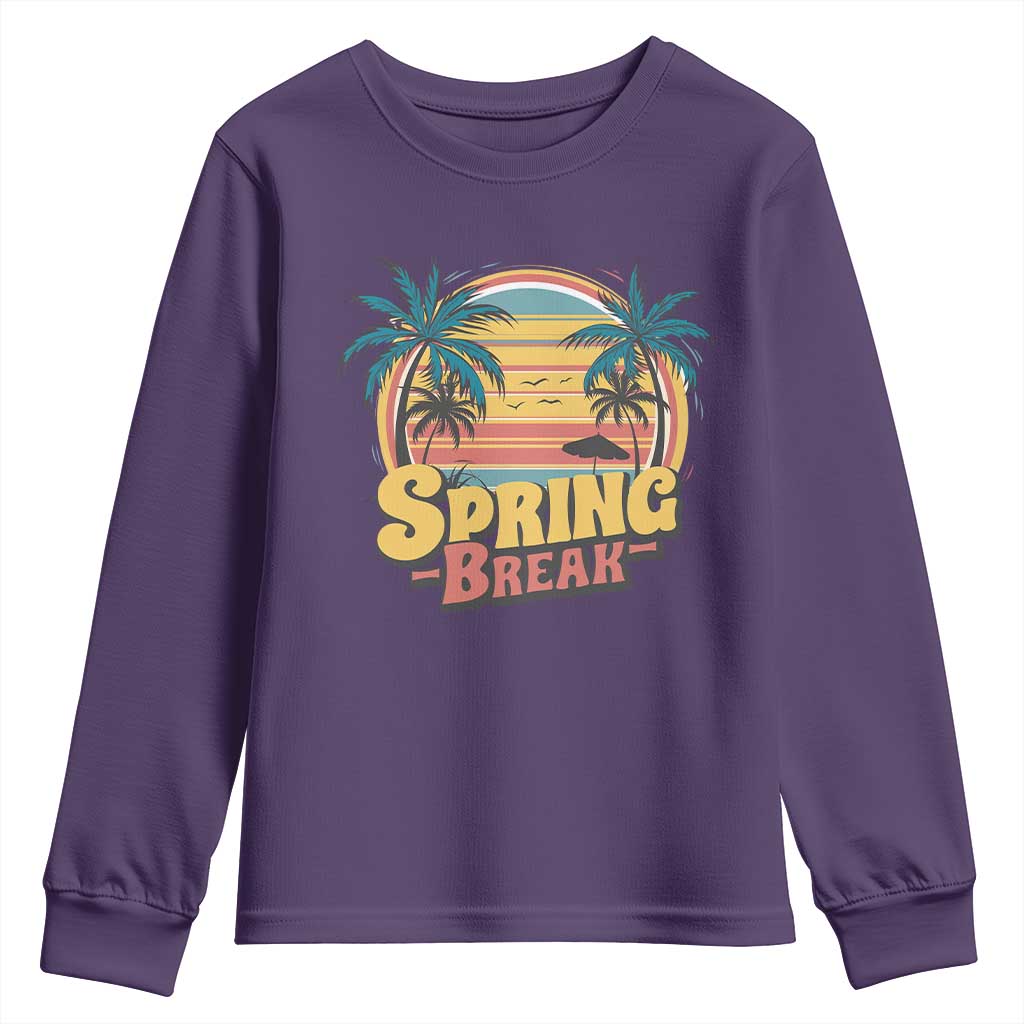 Funny Spring Break Youth Sweatshirt Spring Vacation Beach Palm Tree