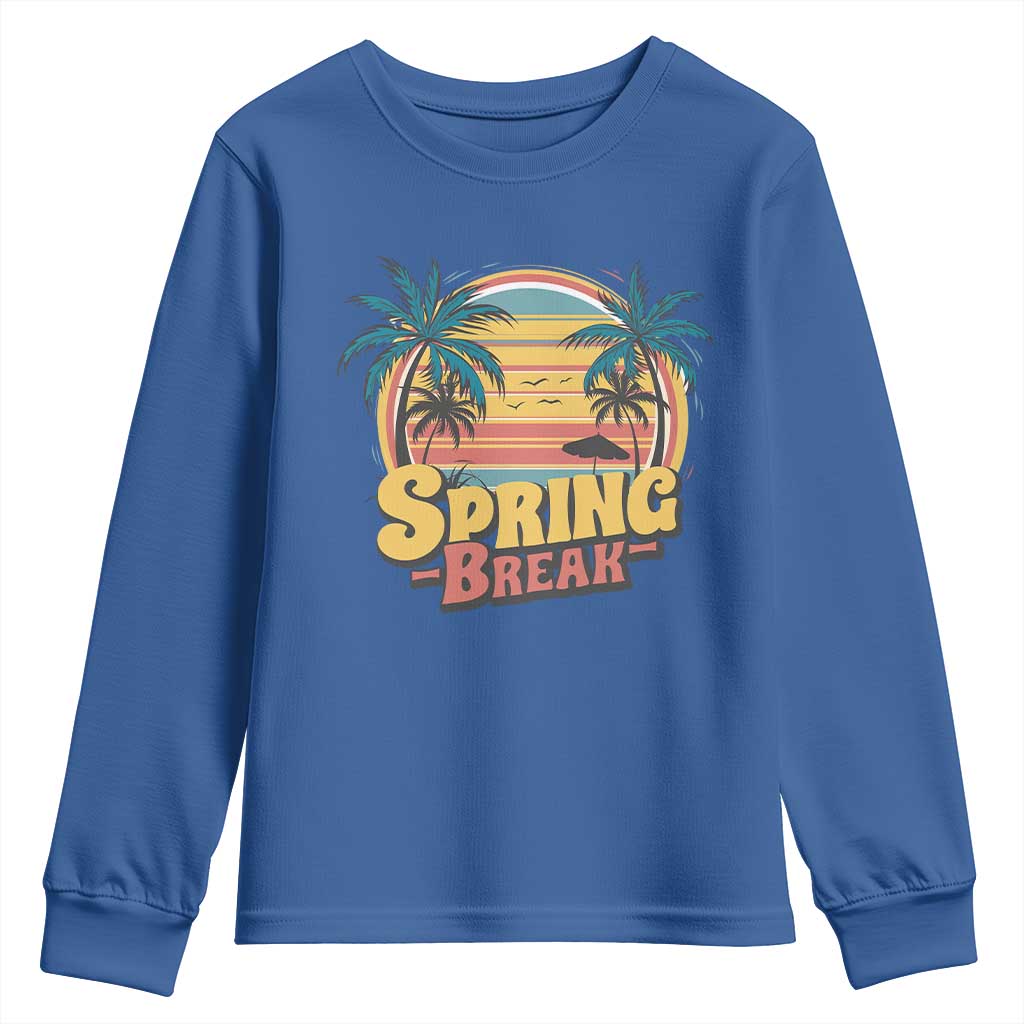 Funny Spring Break Youth Sweatshirt Spring Vacation Beach Palm Tree