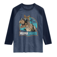 Mamasaurus Funny Dinosaur Mama Raglan Shirt Mothers Day Family Matching
