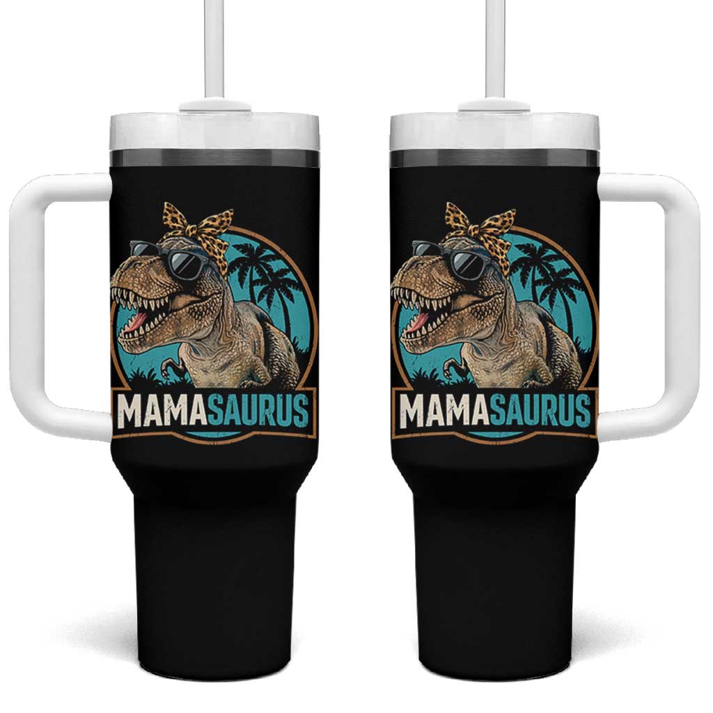 Mamasaurus Funny Dinosaur Mama Tumbler With Handle Mothers Day Family Matching