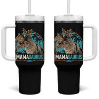 Mamasaurus Funny Dinosaur Mama Tumbler With Handle Mothers Day Family Matching