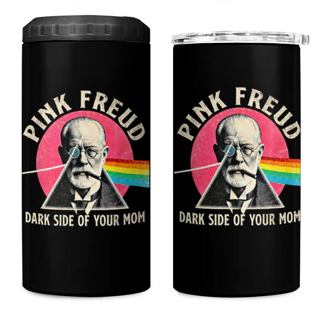 Pink Freud Dark Side Of Your Mom 4 in 1 Can Cooler Tumbler Psychoanalysis Joke