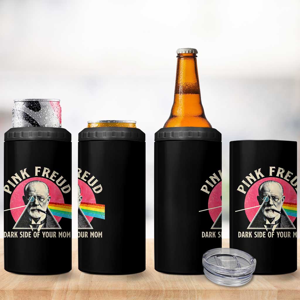 Pink Freud Dark Side Of Your Mom 4 in 1 Can Cooler Tumbler Psychoanalysis Joke