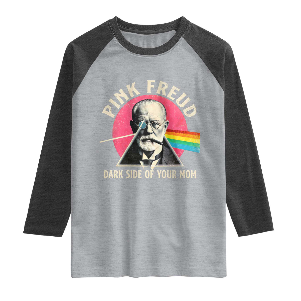 Pink Freud Dark Side Of Your Mom Raglan Shirt Psychoanalysis Joke