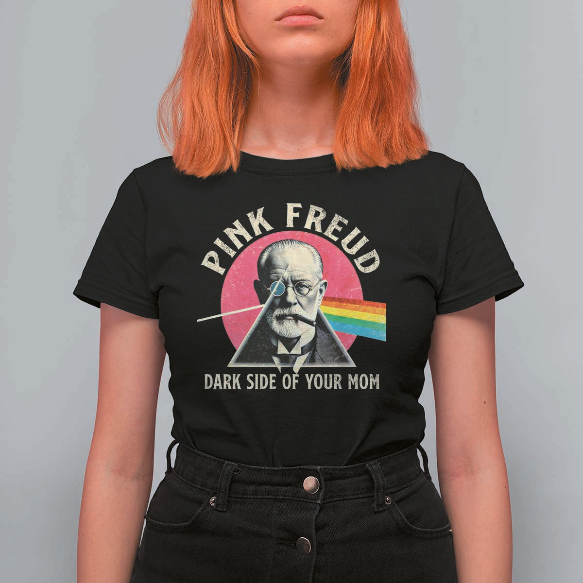 Pink Freud Dark Side Of Your Mom T Shirt For Women Psychoanalysis Joke