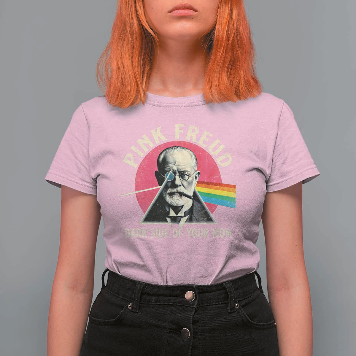 Pink Freud Dark Side Of Your Mom T Shirt For Women Psychoanalysis Joke