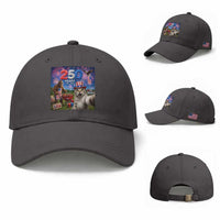 Cat Selfie with Bigfoot USA 250 Years Baseball Cap Funny 4th Of July Cat Graphic