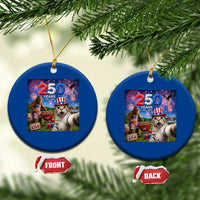 Cat Selfie with Bigfoot USA 250 Years Ceramic Ornament Funny 4th Of July Cat Graphic