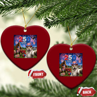 Cat Selfie with Bigfoot USA 250 Years Ceramic Ornament Funny 4th Of July Cat Graphic