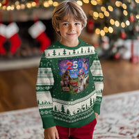 Cat Selfie with Bigfoot USA 250 Years Ugly Christmas Sweater Funny 4th Of July Cat Graphic