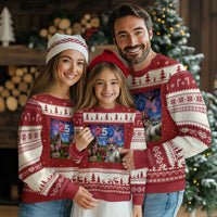 Cat Selfie with Bigfoot USA 250 Years Ugly Christmas Sweater Funny 4th Of July Cat Graphic