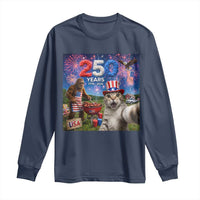 Cat Selfie with Bigfoot USA 250 Years Long Sleeve Shirt Funny 4th Of July Cat Graphic