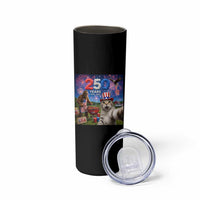 Cat Selfie with Bigfoot USA 250 Years Skinny Tumbler Funny 4th Of July Cat Graphic