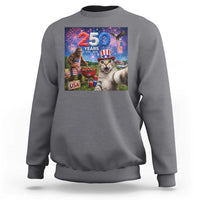 Cat Selfie with Bigfoot USA 250 Years Sweatshirt Funny 4th Of July Cat Graphic