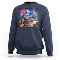 Cat Selfie with Bigfoot USA 250 Years Sweatshirt Funny 4th Of July Cat Graphic