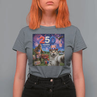 Cat Selfie with Bigfoot USA 250 Years T Shirt For Women Funny 4th Of July Cat Graphic