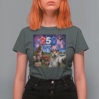 Cat Selfie with Bigfoot USA 250 Years T Shirt For Women Funny 4th Of July Cat Graphic