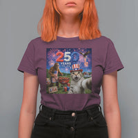 Cat Selfie with Bigfoot USA 250 Years T Shirt For Women Funny 4th Of July Cat Graphic