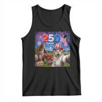 Cat Selfie with Bigfoot USA 250 Years Tank Top Funny 4th Of July Cat Graphic