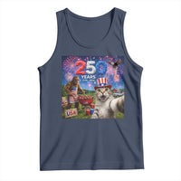 Cat Selfie with Bigfoot USA 250 Years Tank Top Funny 4th Of July Cat Graphic