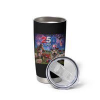 Cat Selfie with Bigfoot USA 250 Years Tumbler Cup Funny 4th Of July Cat Graphic
