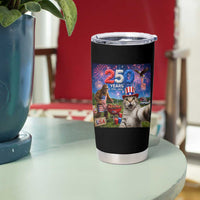 Cat Selfie with Bigfoot USA 250 Years Tumbler Cup Funny 4th Of July Cat Graphic