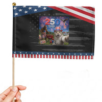 Cat Selfie with Bigfoot USA 250 Years Patriotic Handheld Flag Funny 4th Of July Cat Graphic