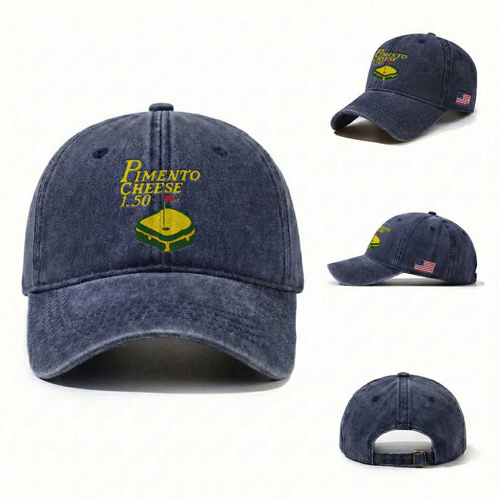 Pimento Cheese Washed Cotton Baseball Cap Golf Foodie Golfer Tournament
