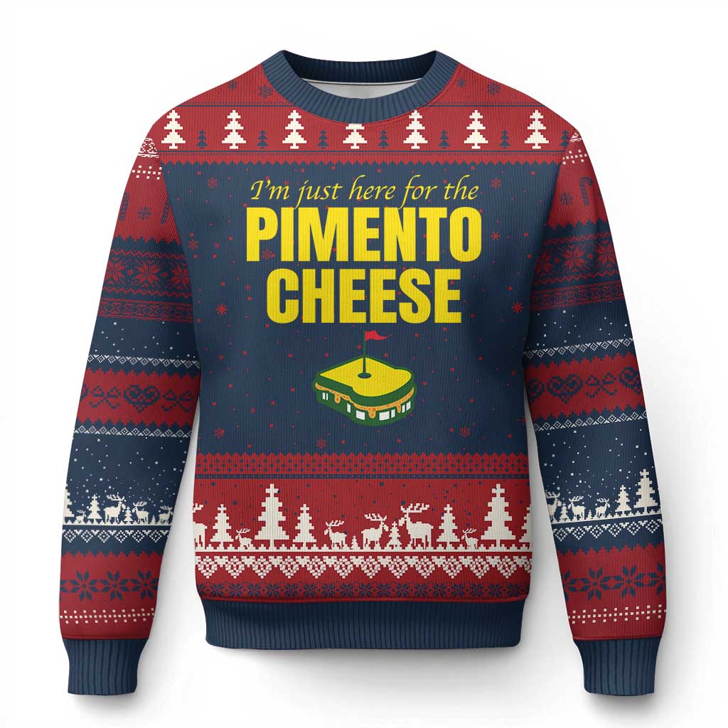 I'm Just Here For The Pimento Cheese Ugly Christmas Sweater Funny Golf Foodie