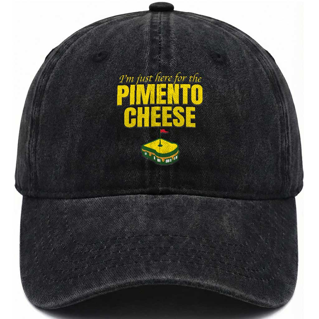 I'm Just Here For The Pimento Cheese Washed Cotton Baseball Cap Funny Golf Foodie
